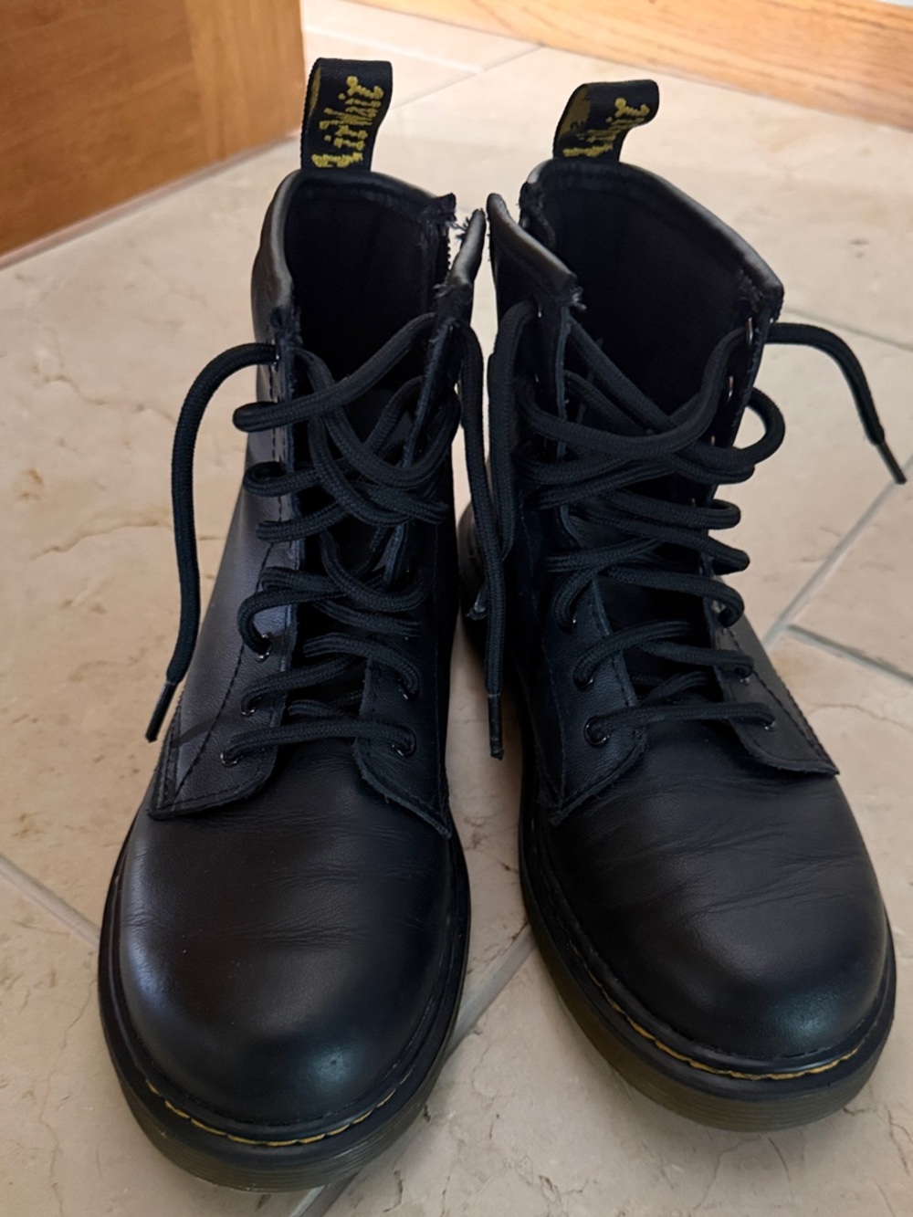 Dr. Martens Black Leather Youth Lace-Up Boots